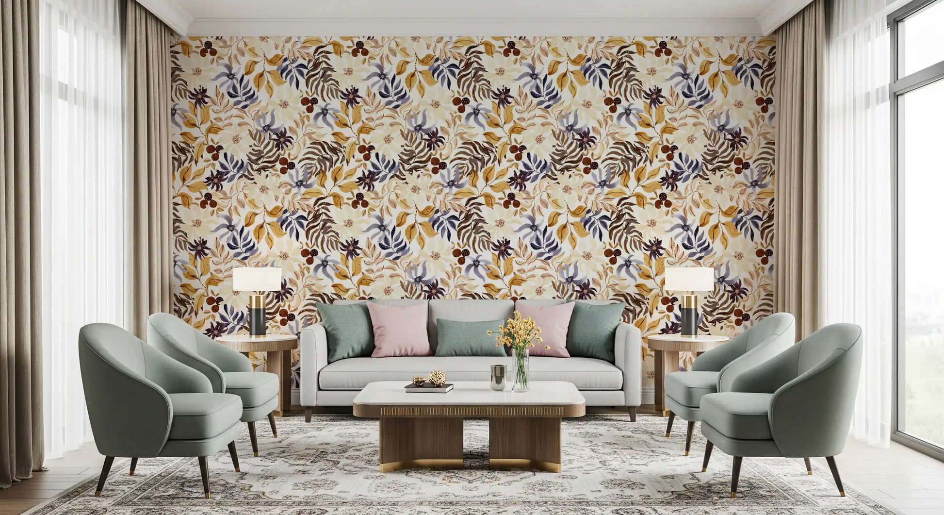 Autumn Harvest Botanical Wallpaper⁠