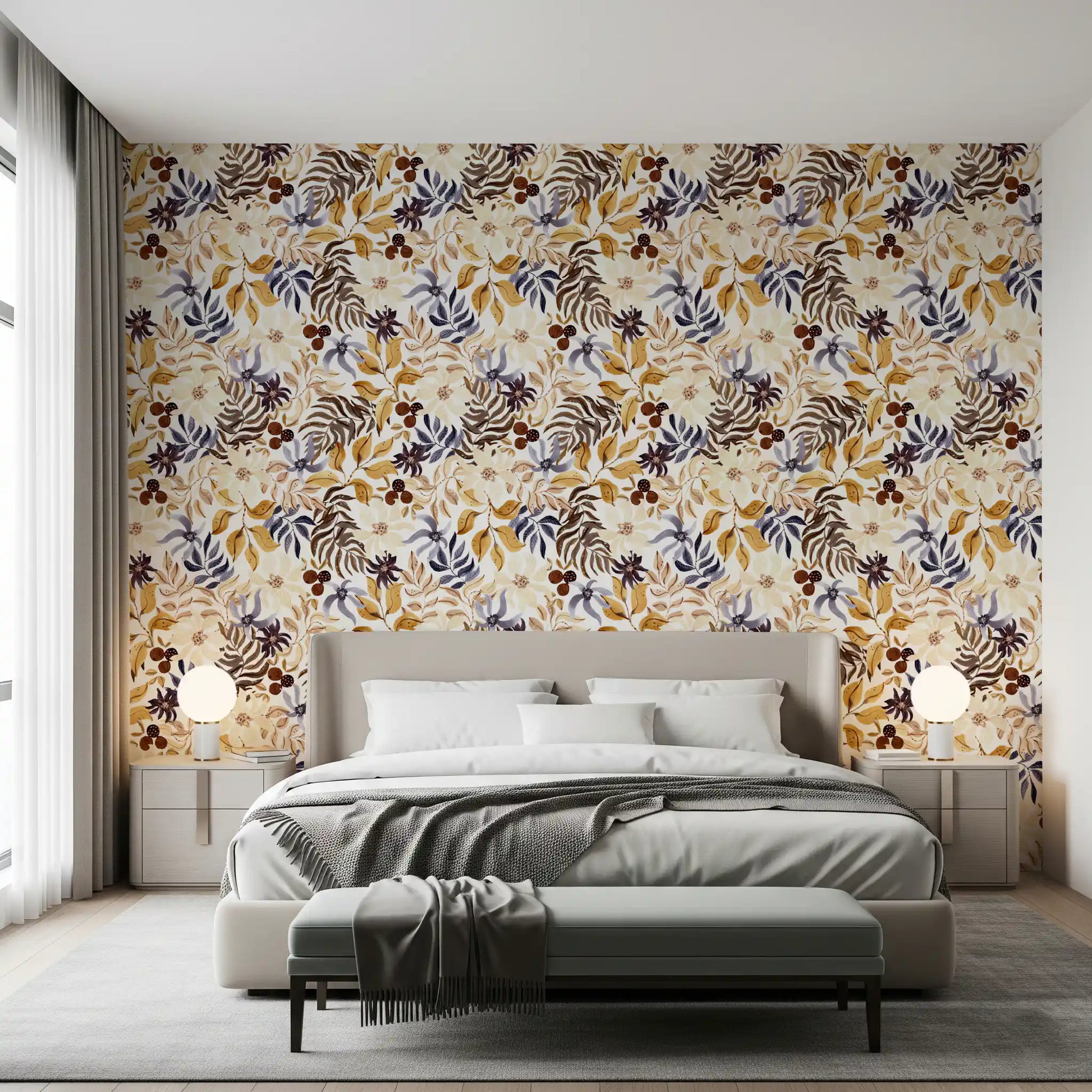 Autumn Harvest Botanical Wallpaper⁠