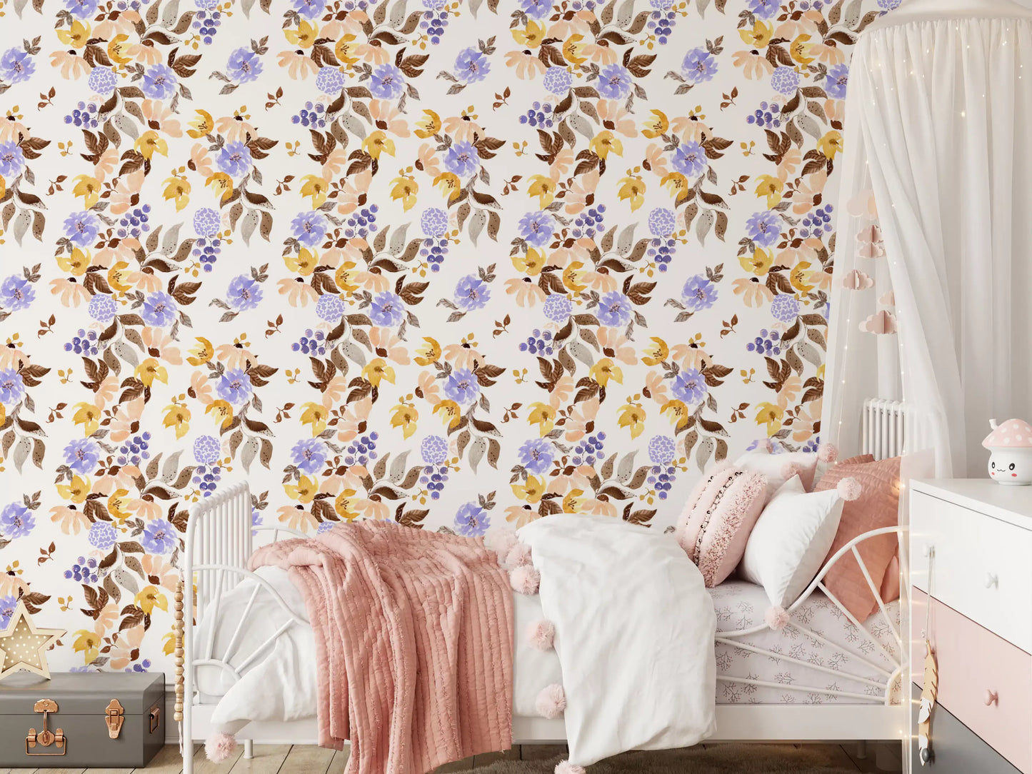Watercolor Meadow Floral Sprays Wallpaper⁠