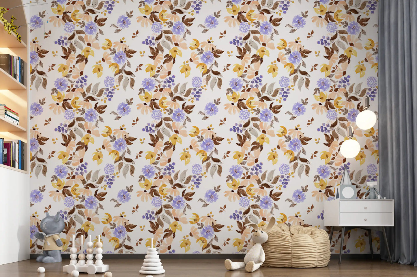 Watercolor Meadow Floral Sprays Wallpaper⁠