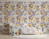 Watercolor Meadow Floral Sprays Wallpaper⁠