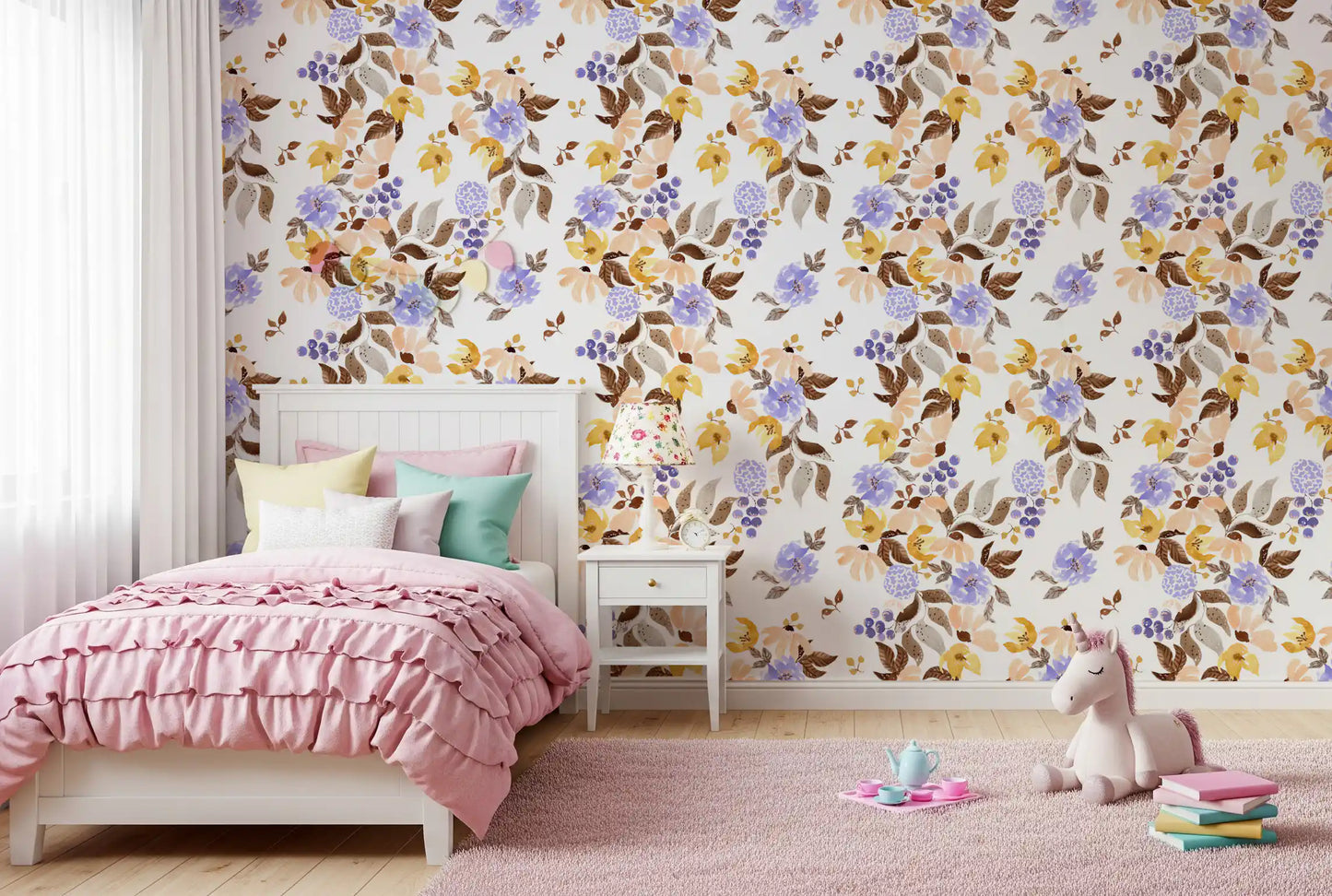 Watercolor Meadow Floral Sprays Wallpaper⁠