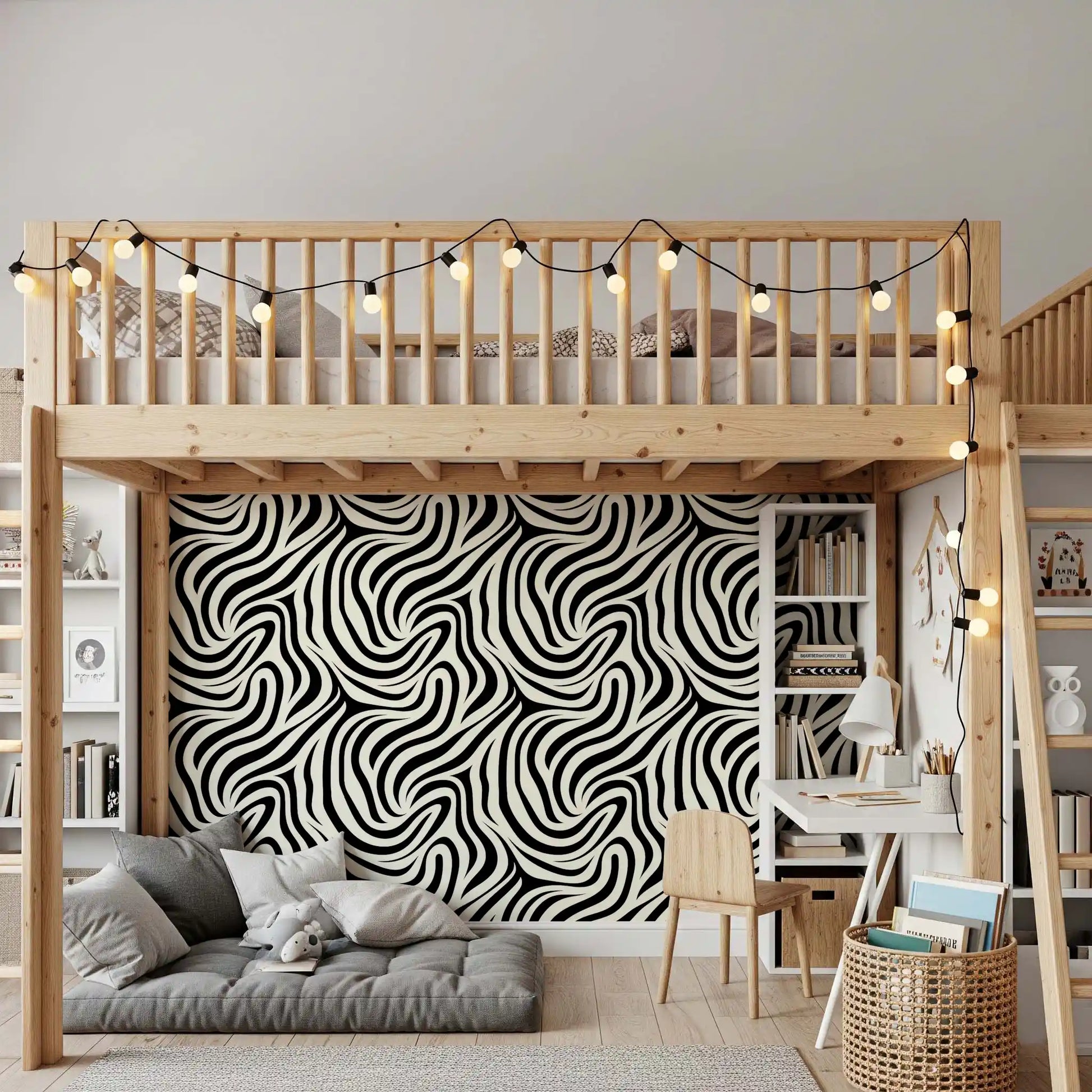 Fluid Zebra Stripe Pattern Wallpaper⁠