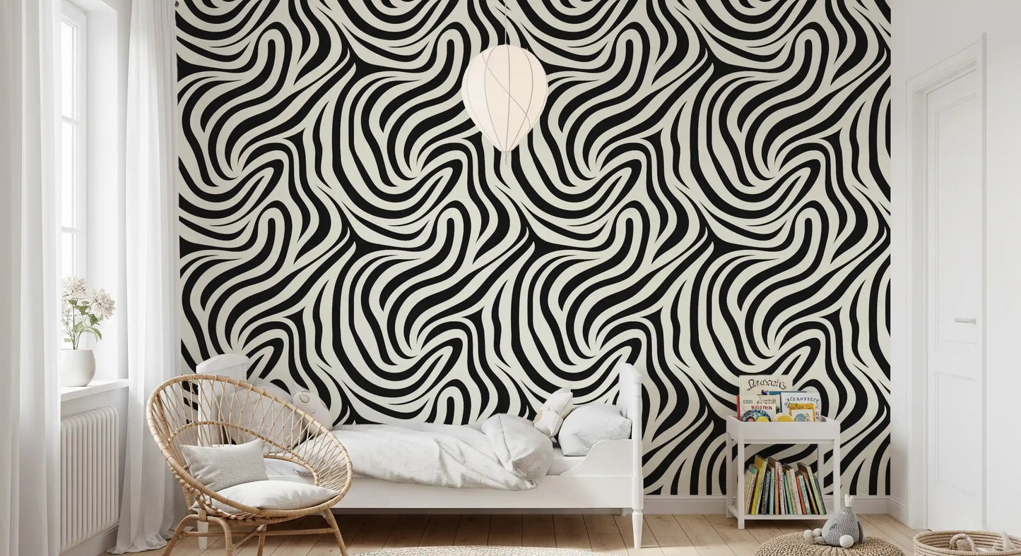 Fluid Zebra Stripe Pattern Wallpaper⁠