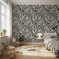 Fluid Zebra Stripe Pattern Wallpaper⁠