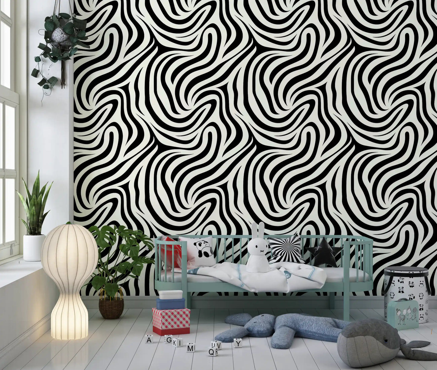 Fluid Zebra Stripe Pattern Wallpaper⁠