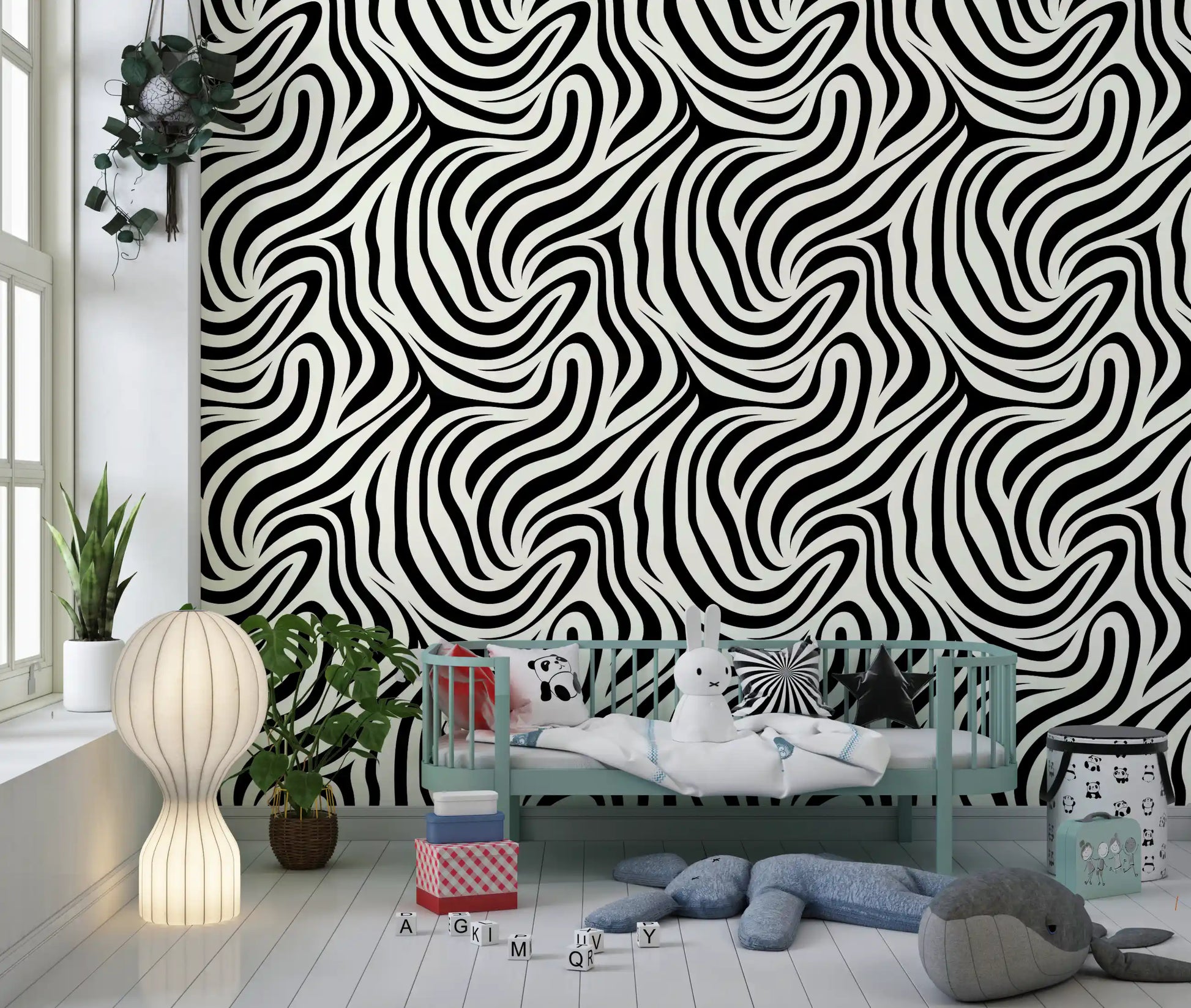 Fluid Zebra Stripe Pattern Wallpaper⁠