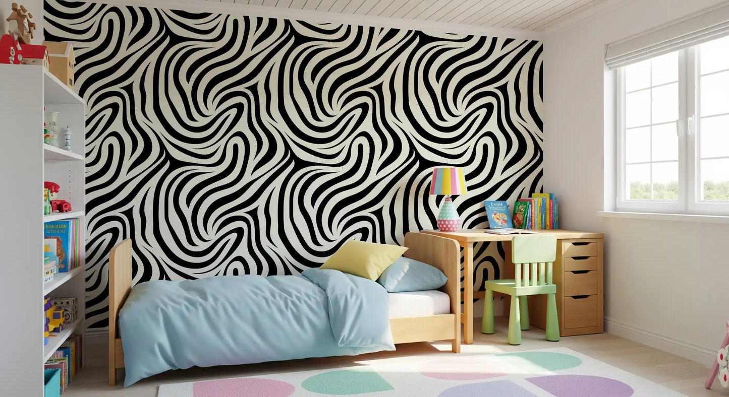 Fluid Zebra Stripe Pattern Wallpaper⁠