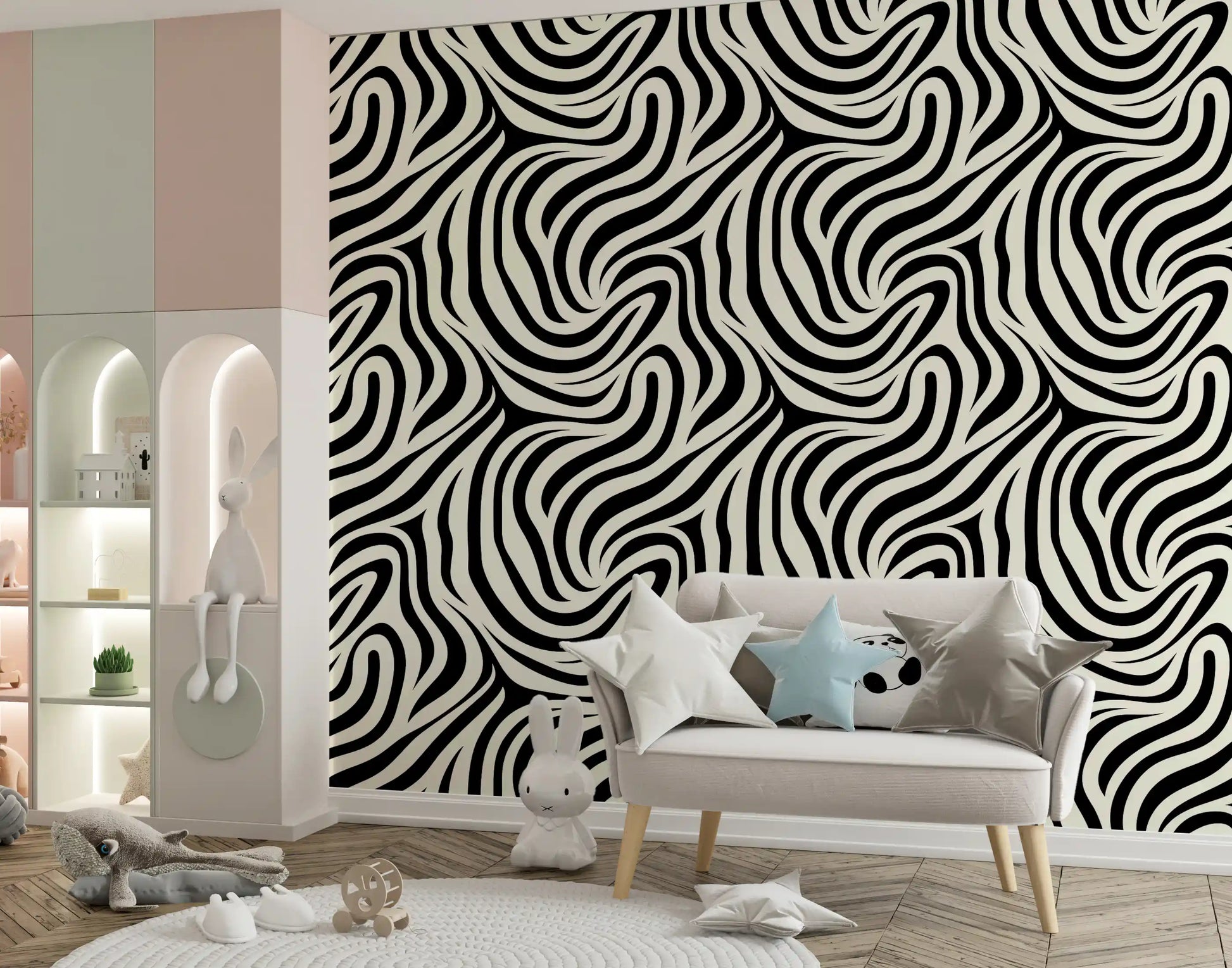 Fluid Zebra Stripe Pattern Wallpaper⁠