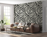 Fluid Zebra Stripe Pattern Wallpaper⁠