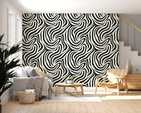 Fluid Zebra Stripe Pattern Wallpaper⁠