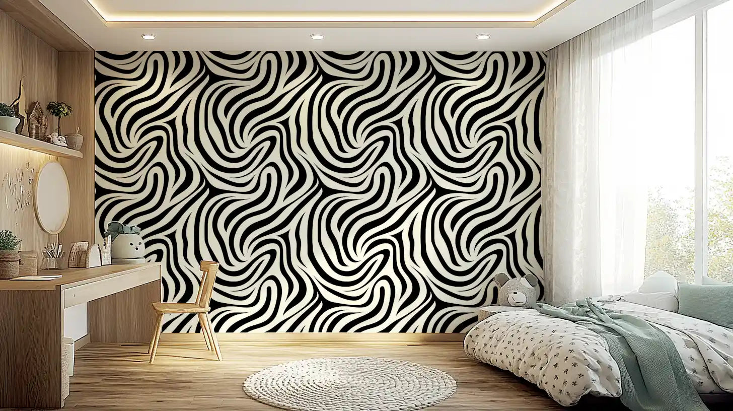 Fluid Zebra Stripe Pattern Wallpaper⁠