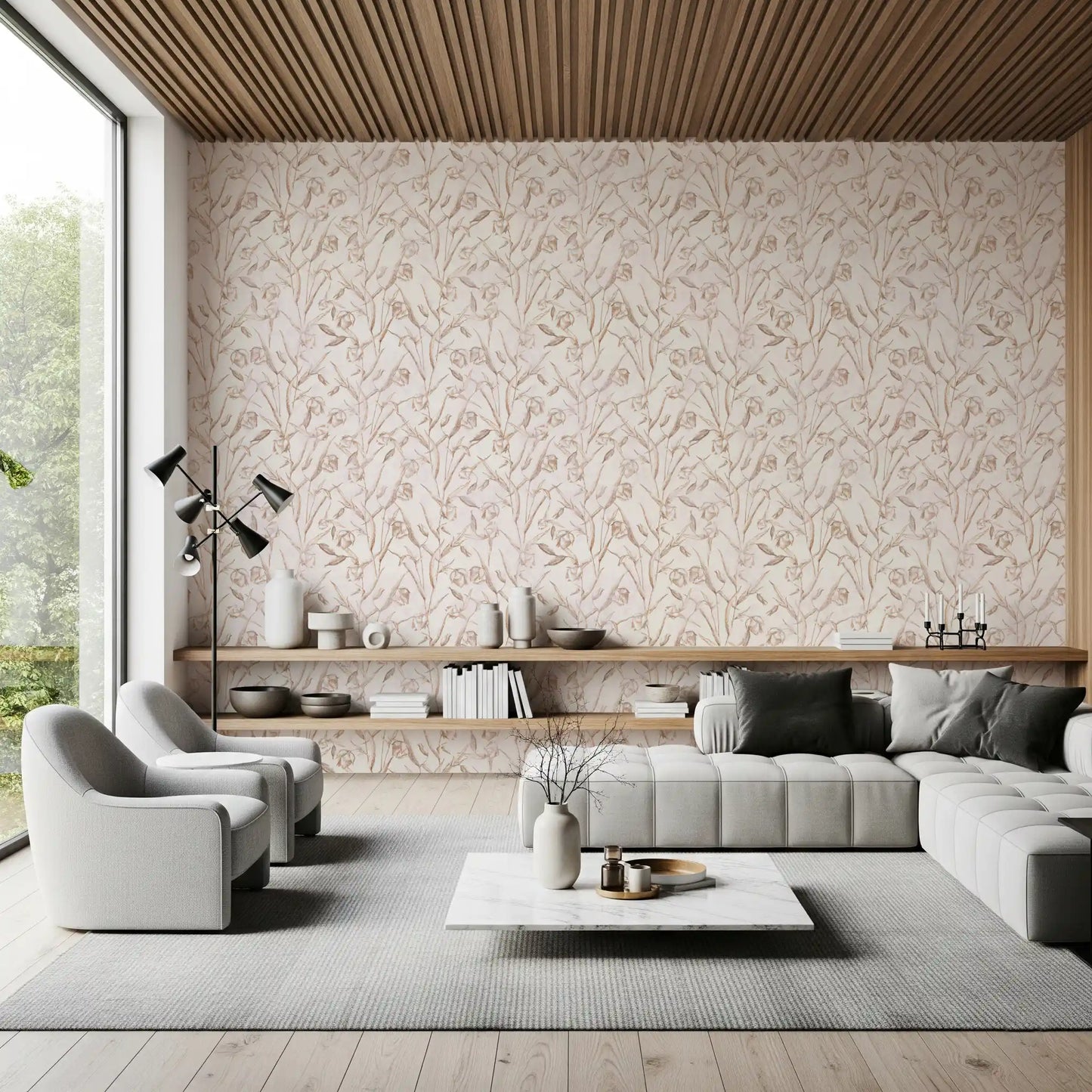 Sepia Botanical Sketch Wallpaper⁠