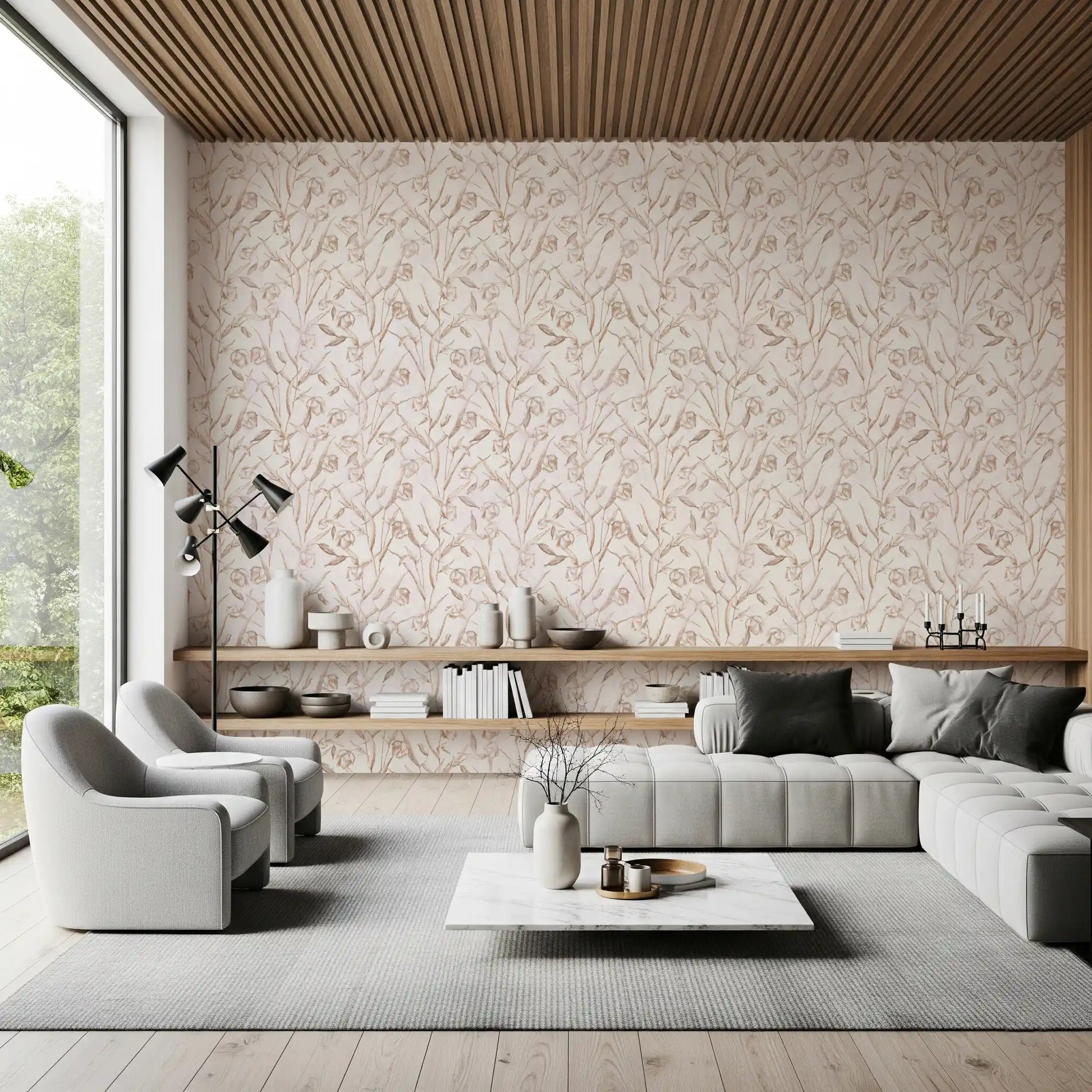 Sepia Botanical Sketch Wallpaper⁠