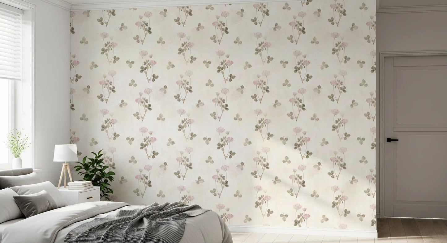 Vintage Clover Botanical Illustration Wallpaper⁠
