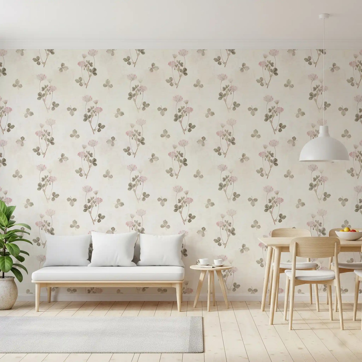 Vintage Clover Botanical Illustration Wallpaper⁠