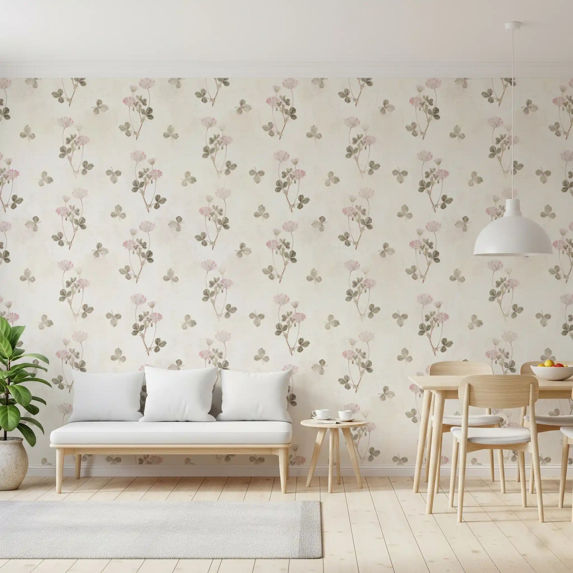 Vintage Clover Botanical Illustration Wallpaper⁠