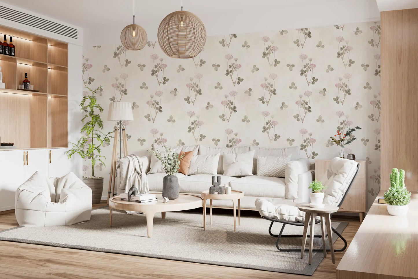 Vintage Clover Botanical Illustration Wallpaper⁠