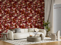 Autumn Garden Watercolor Blooms Wallpaper⁠