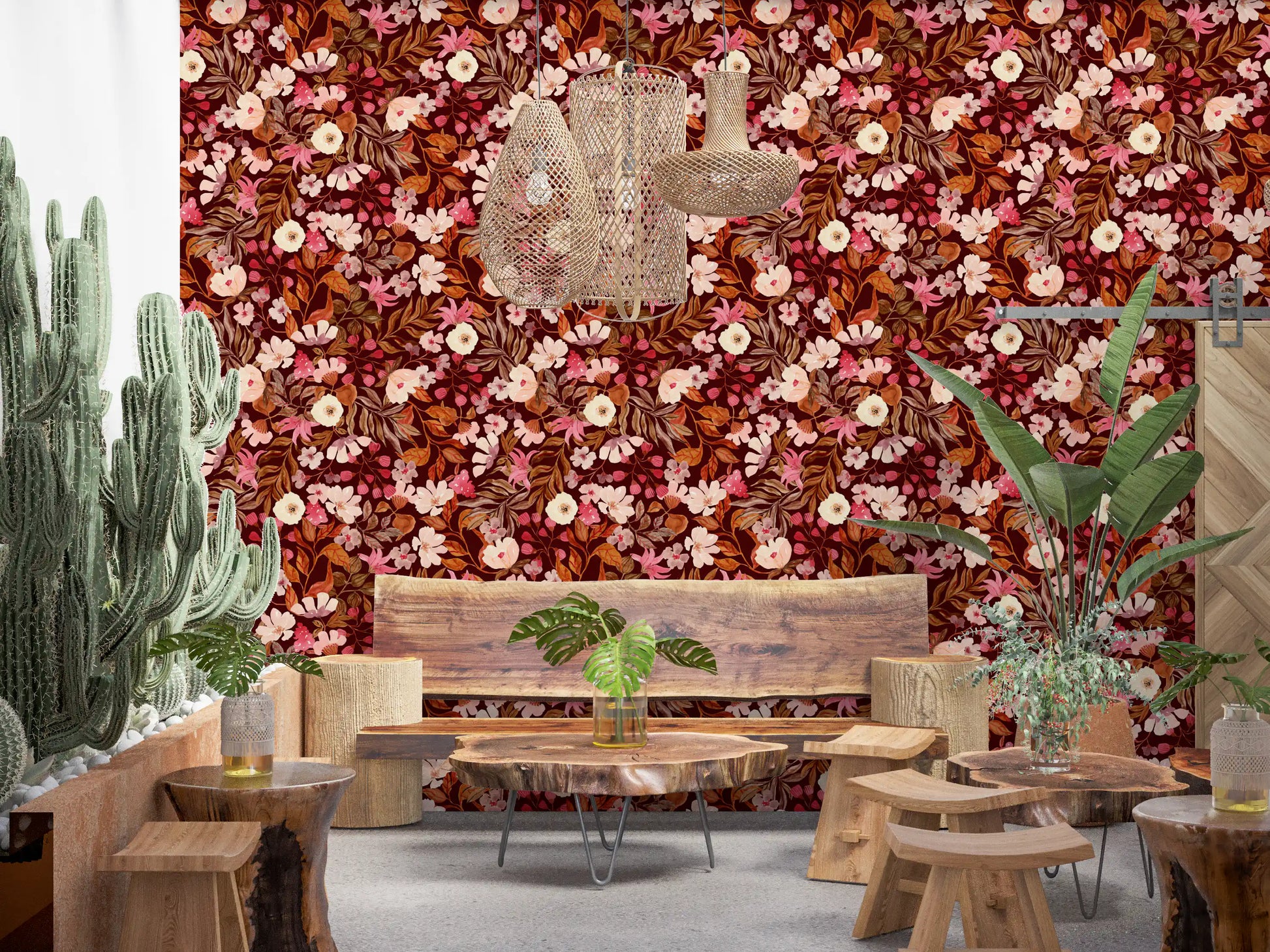 Autumn Garden Watercolor Blooms Wallpaper⁠