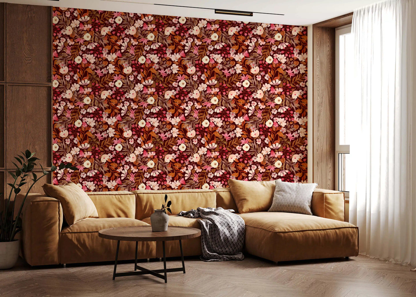 Autumn Garden Watercolor Blooms Wallpaper⁠