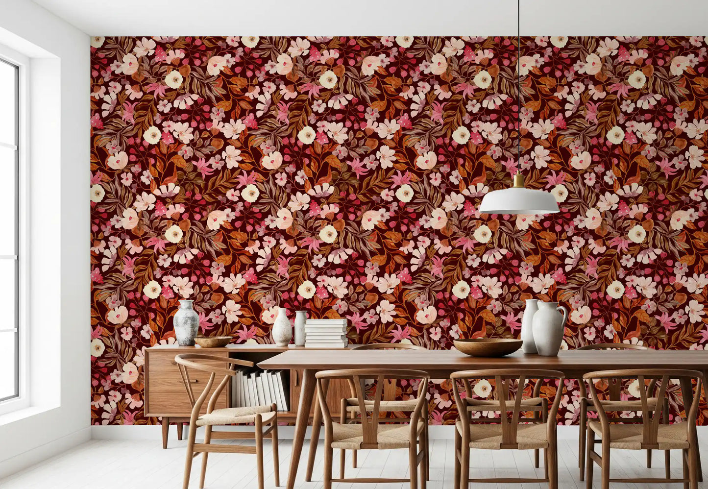 Autumn Garden Watercolor Blooms Wallpaper⁠