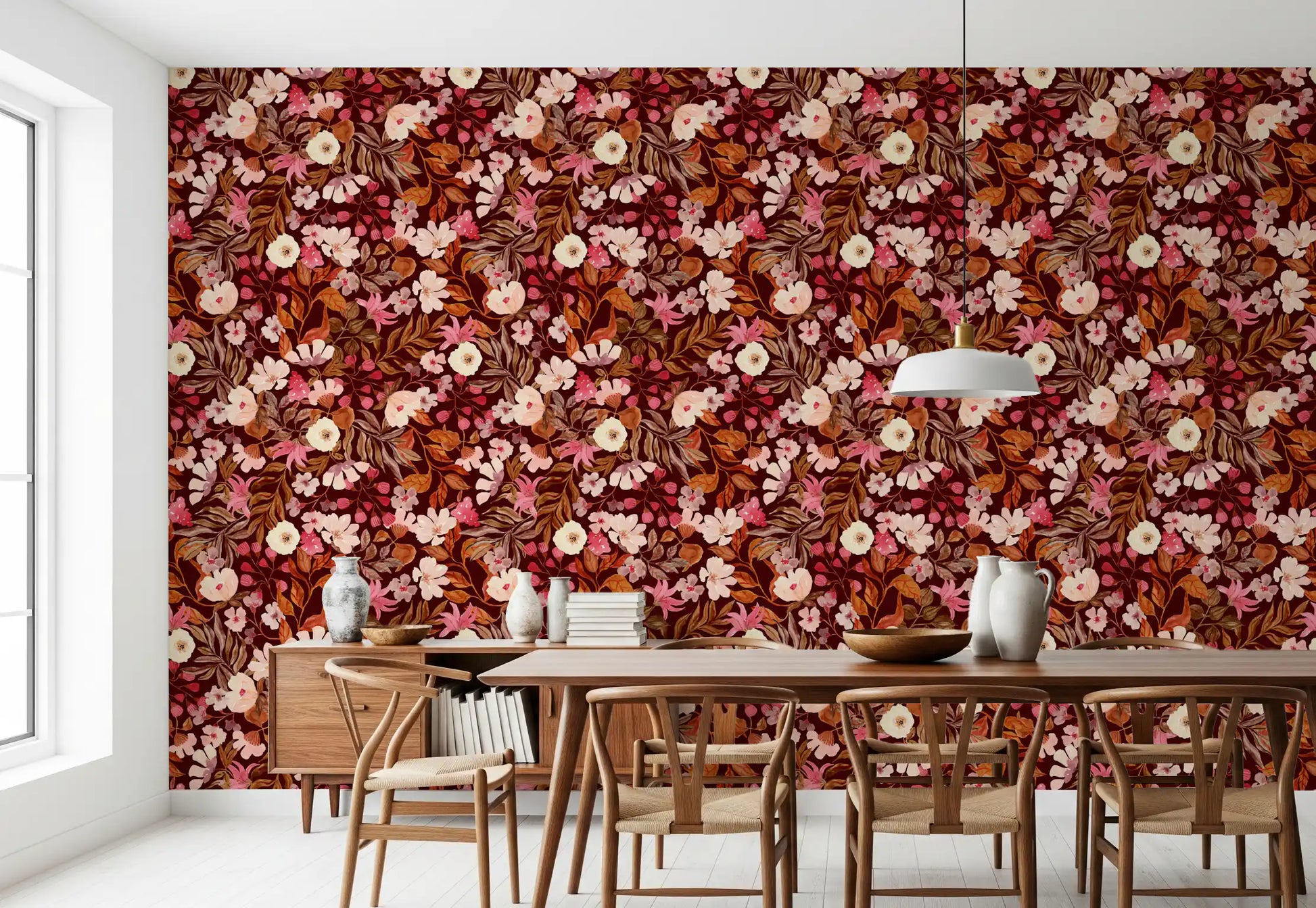 Autumn Garden Watercolor Blooms Wallpaper⁠