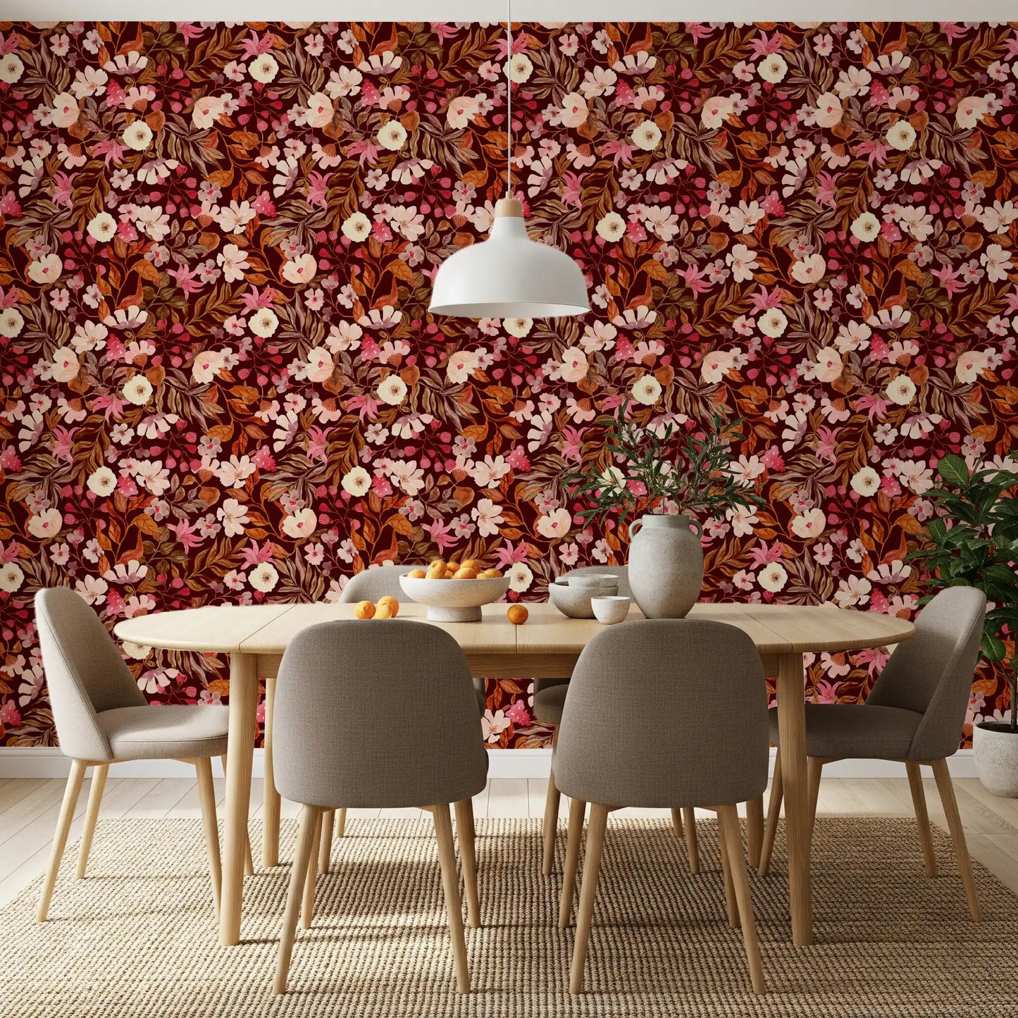 Autumn Garden Watercolor Blooms Wallpaper⁠
