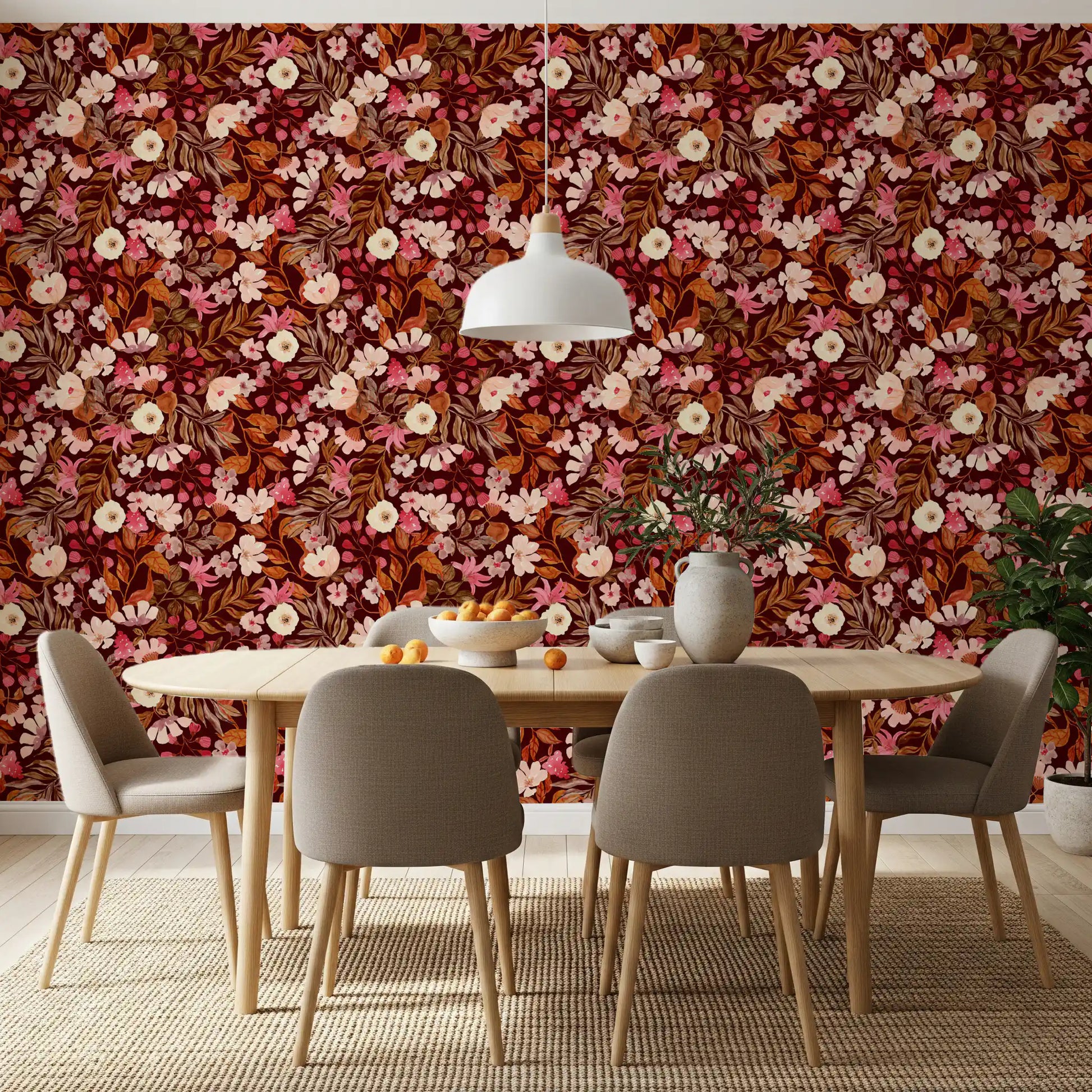 Autumn Garden Watercolor Blooms Wallpaper⁠