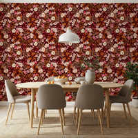 Autumn Garden Watercolor Blooms Wallpaper⁠