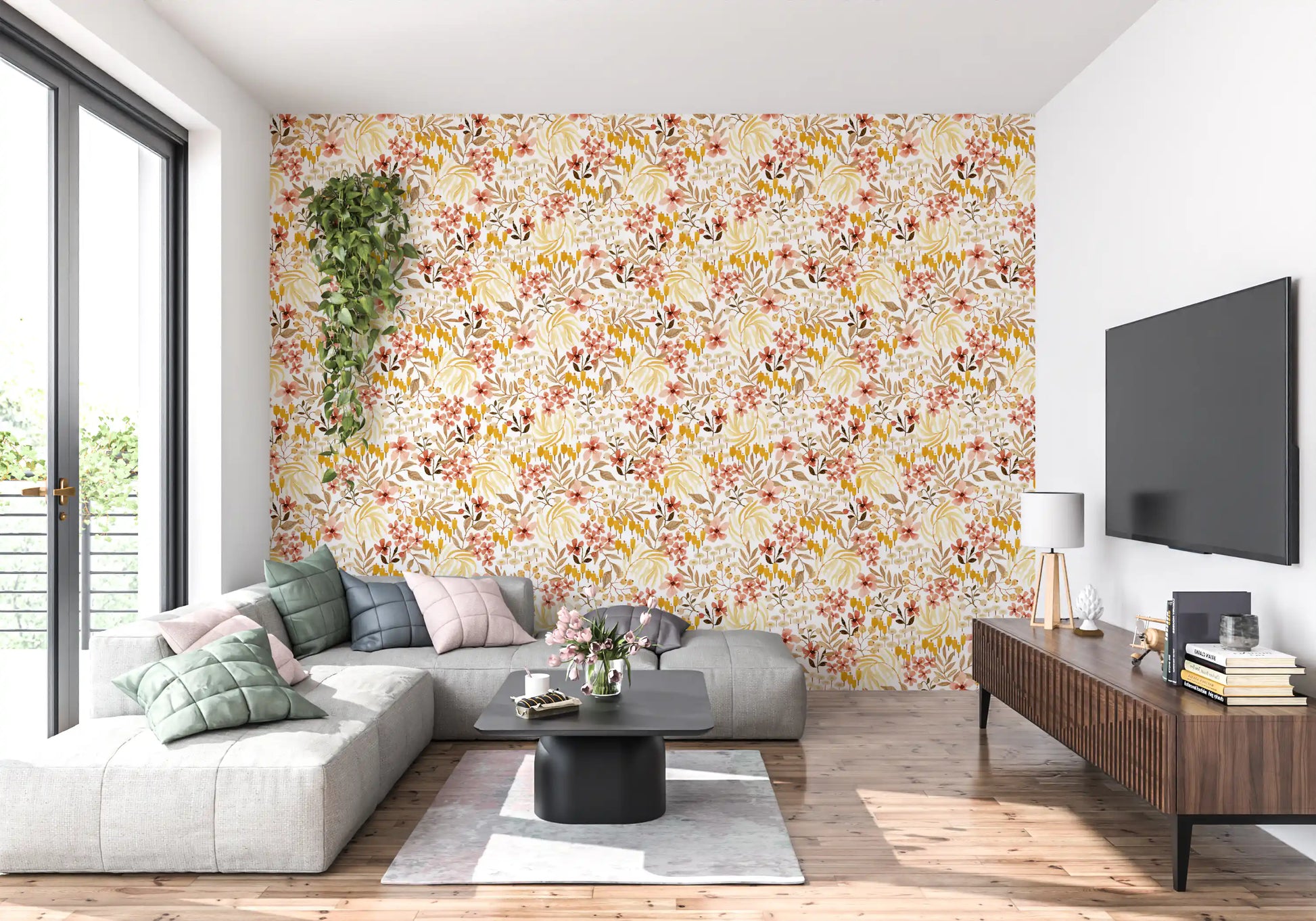 Rustic Earthy Flora Pattern Wallpaper⁠