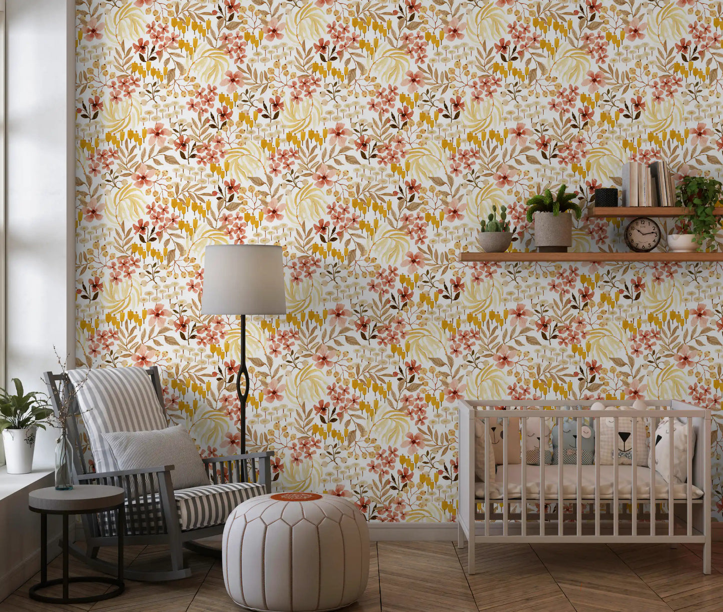 Rustic Earthy Flora Pattern Wallpaper⁠