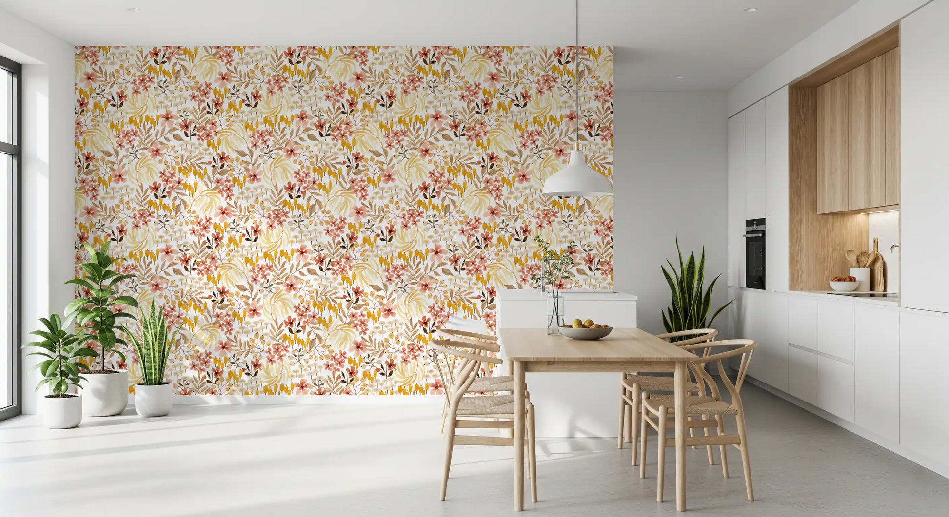 Rustic Earthy Flora Pattern Wallpaper⁠