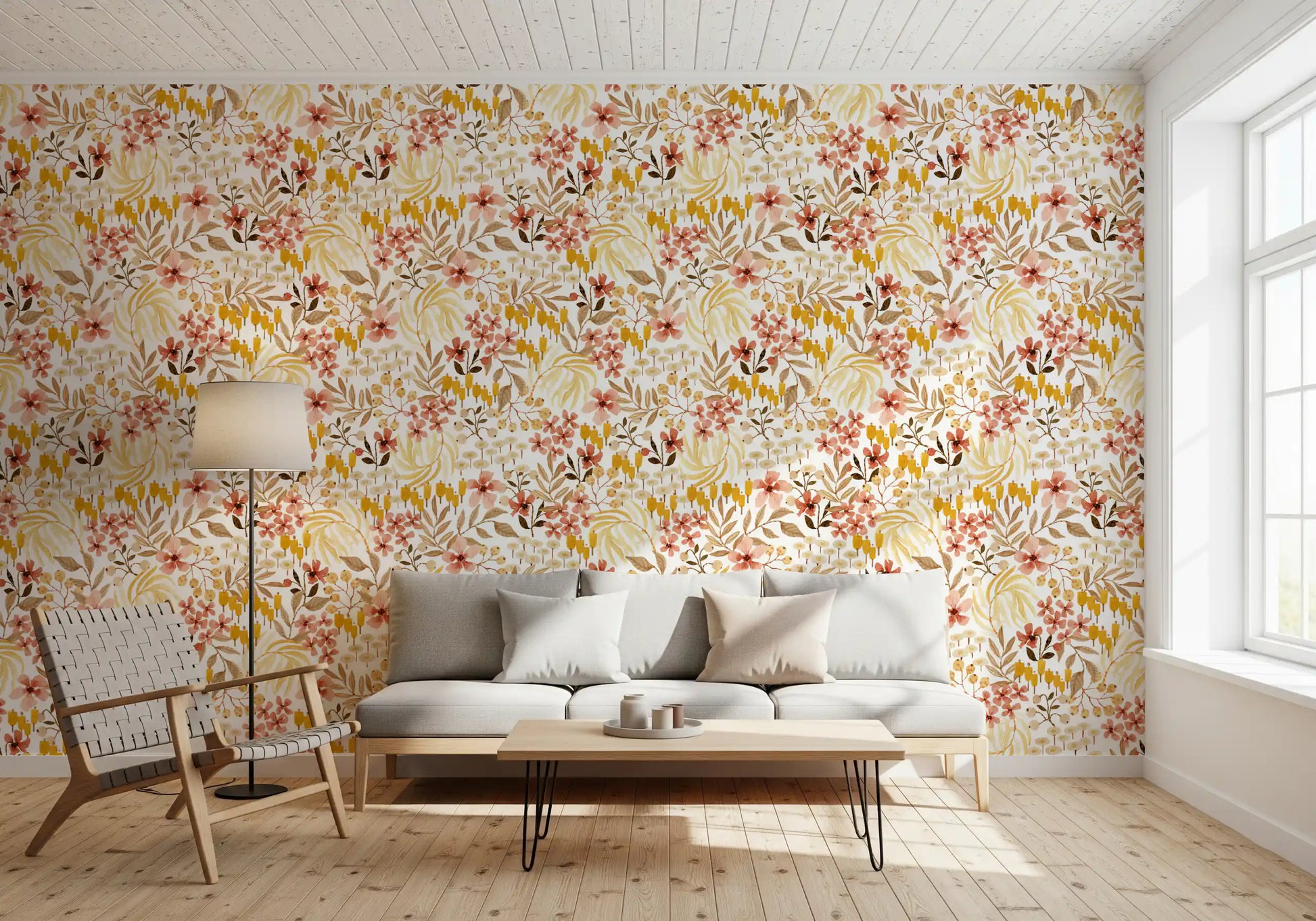 Rustic Earthy Flora Pattern Wallpaper⁠