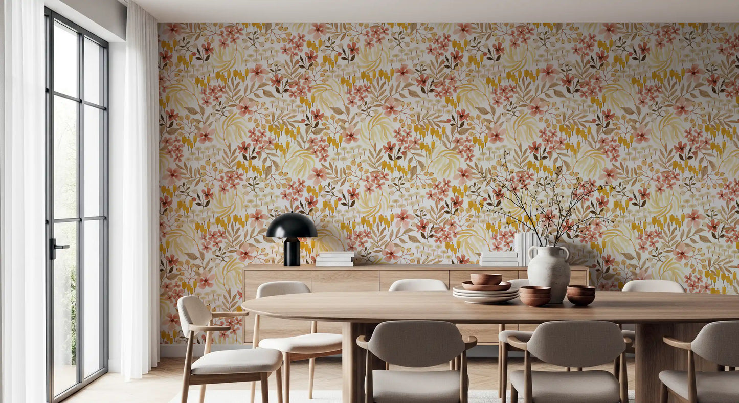 Rustic Earthy Flora Pattern Wallpaper⁠