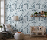 Monochromatic Hydrangea Botanical Wallpaper⁠