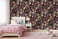 Autumn Botanical Twilight Blooms Wallpaper⁠