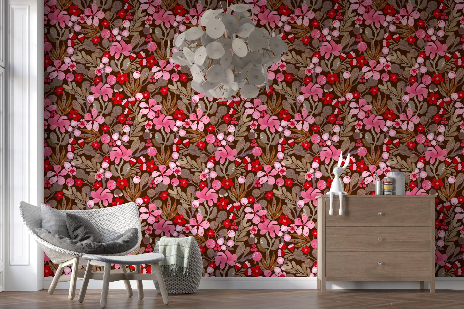 Rustic Crimson Petal Garden Wallpaper⁠