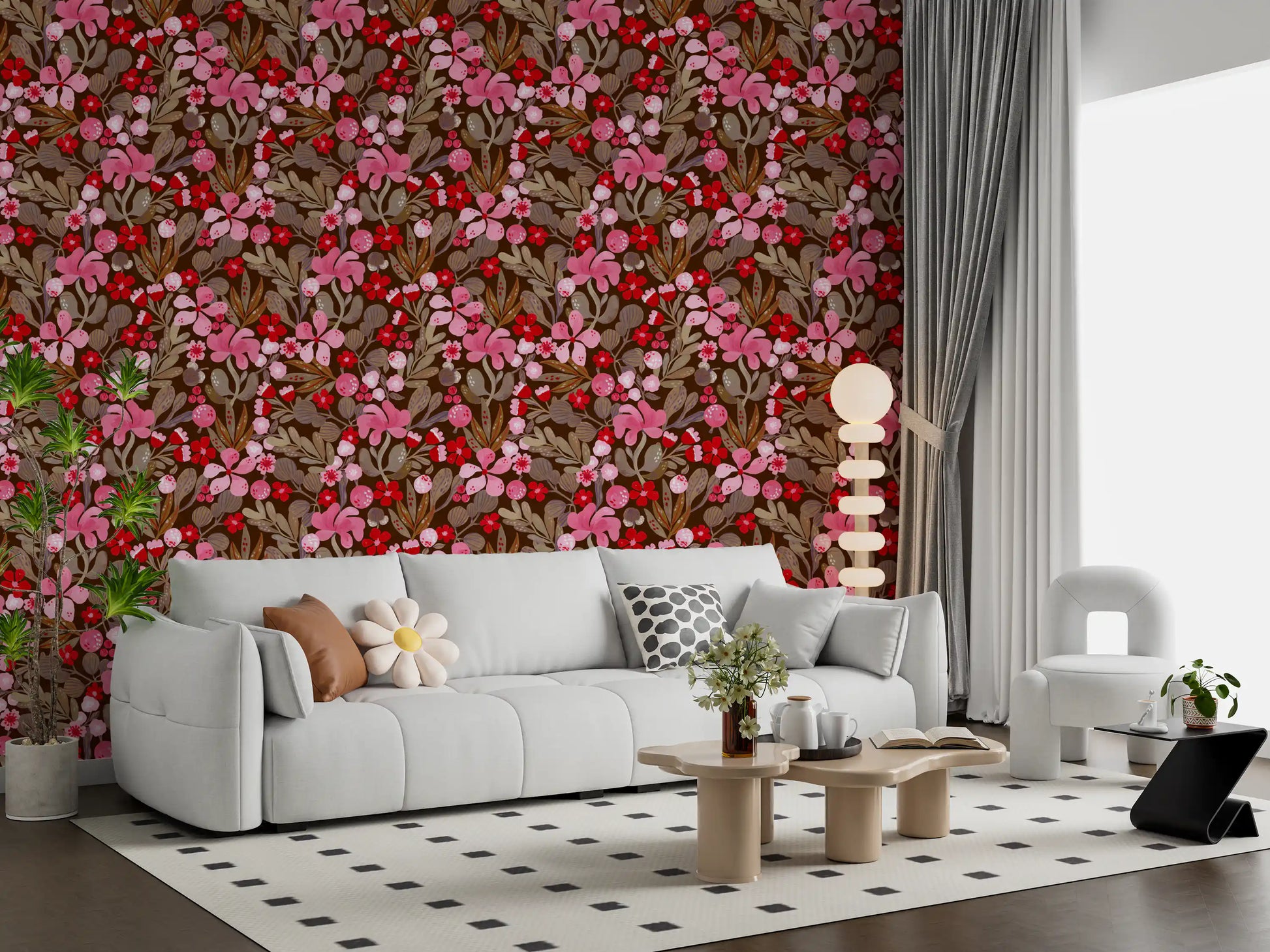 Rustic Crimson Petal Garden Wallpaper⁠