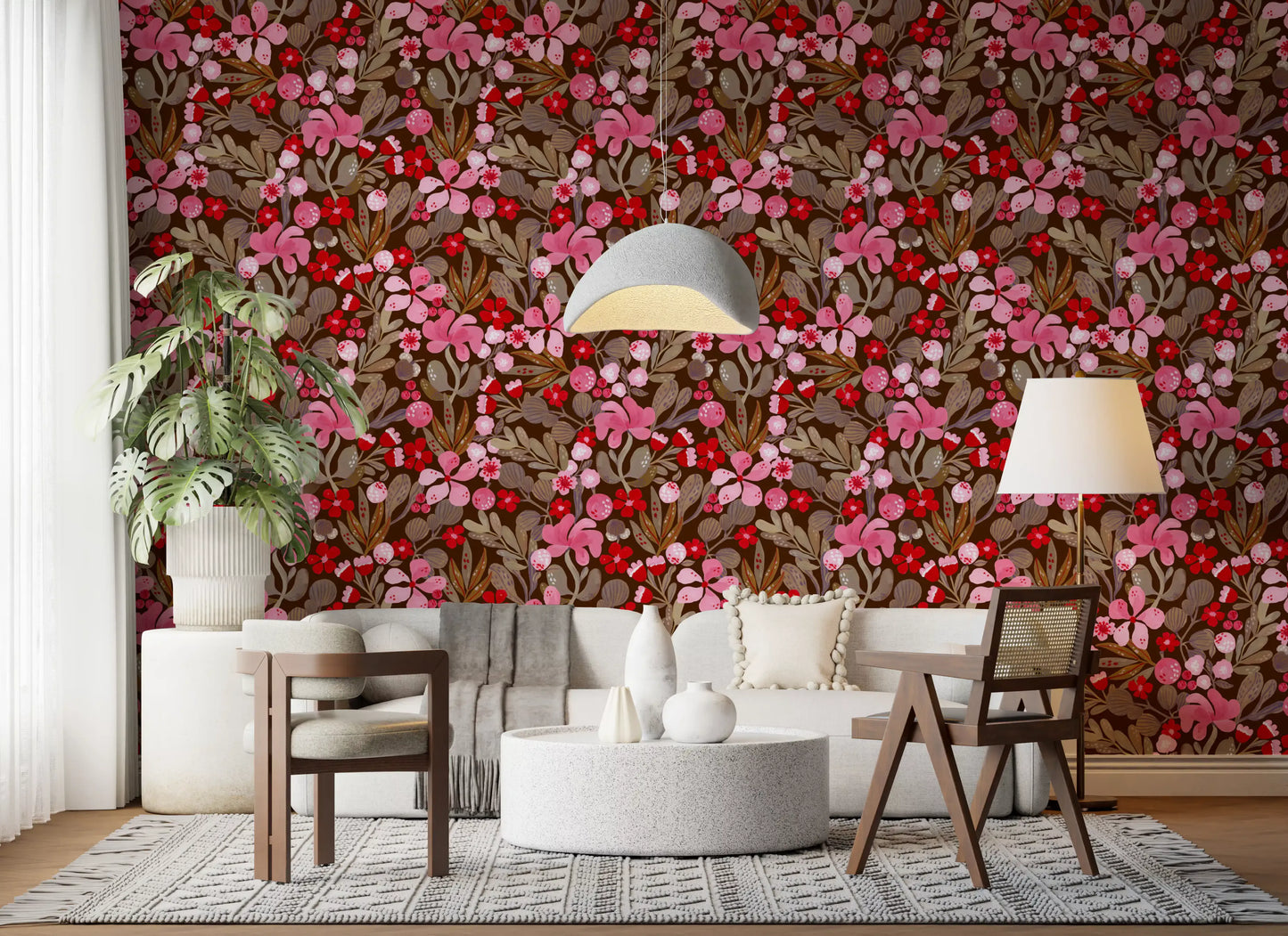 Rustic Crimson Petal Garden Wallpaper⁠