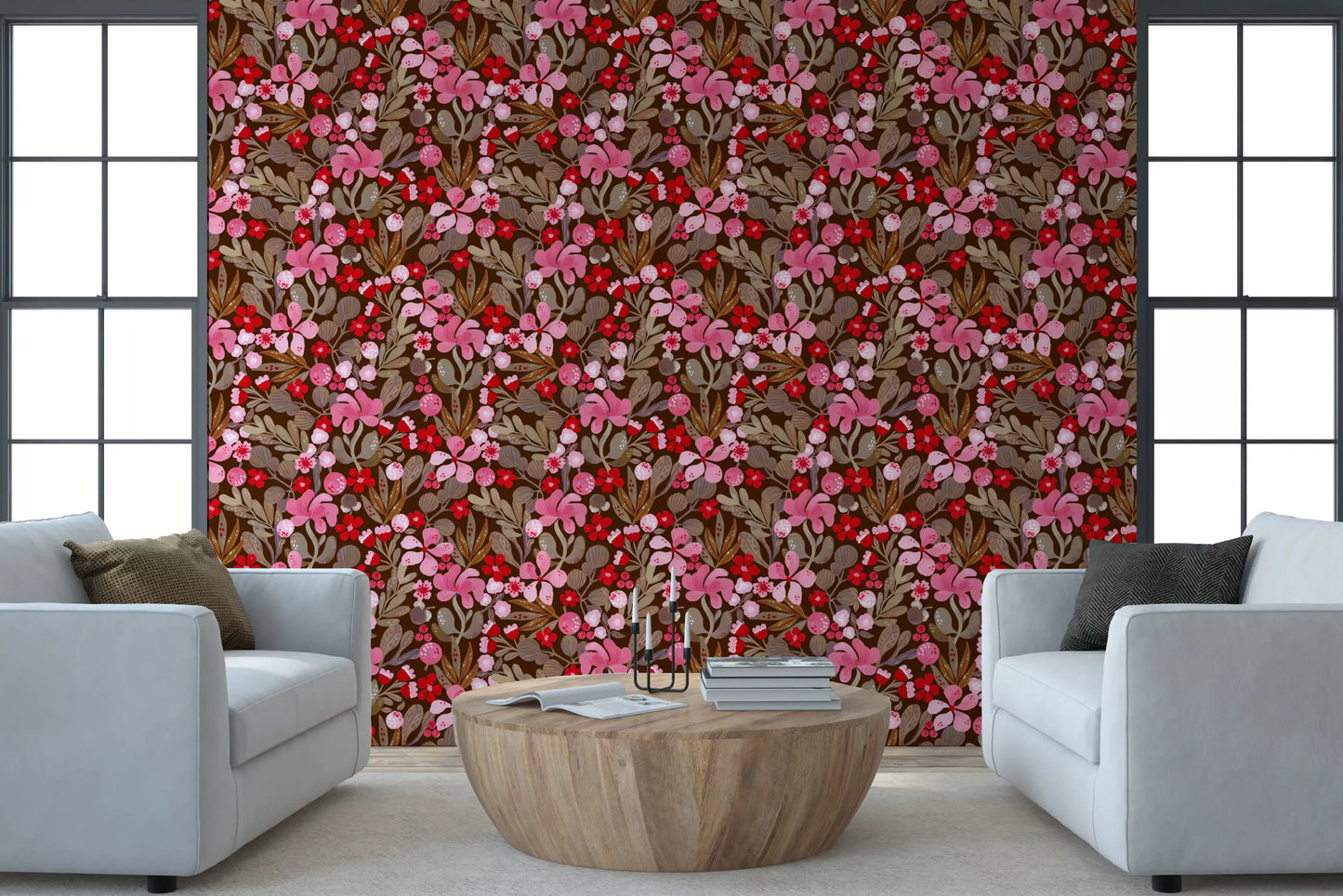 Rustic Crimson Petal Garden Wallpaper⁠