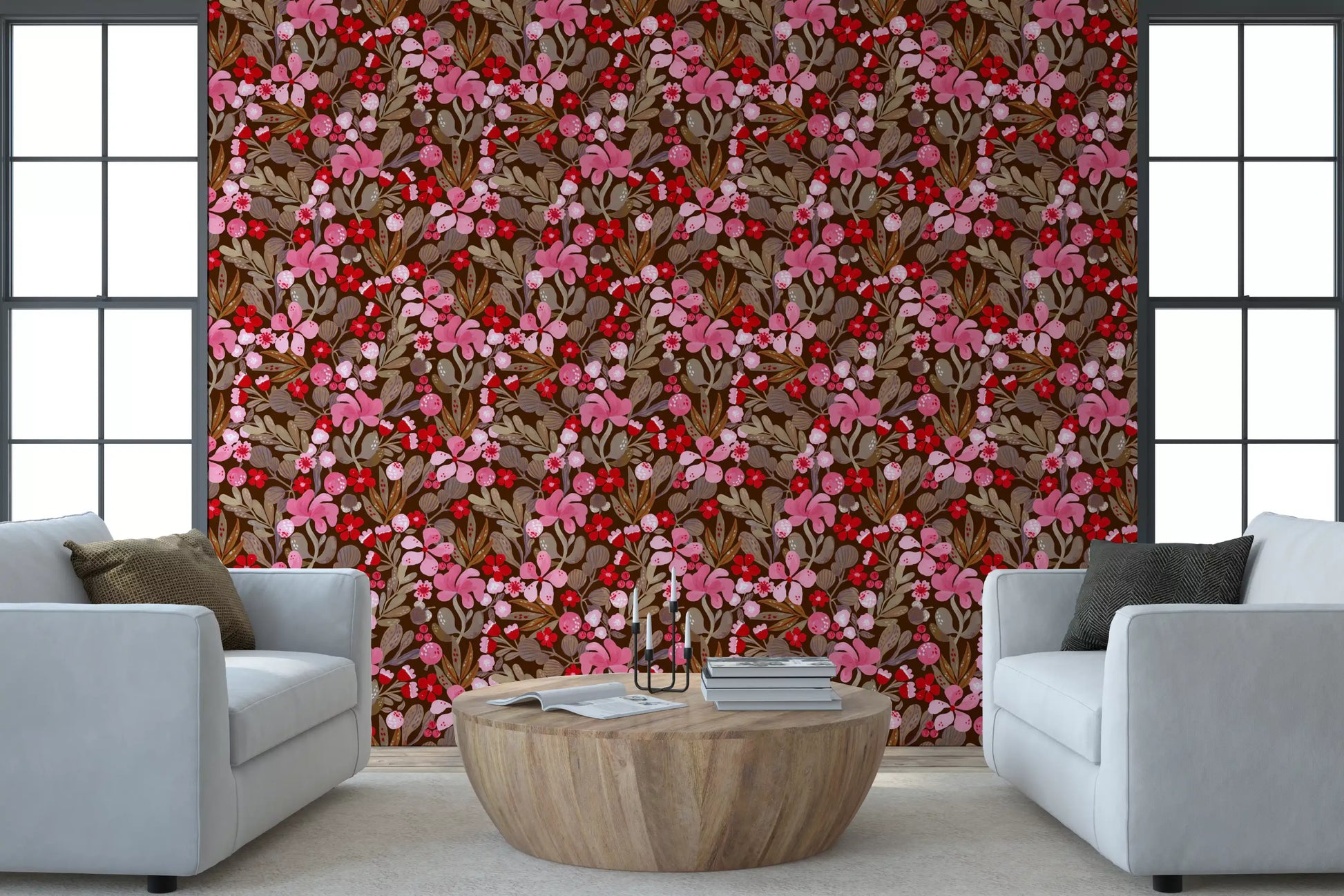 Rustic Crimson Petal Garden Wallpaper⁠
