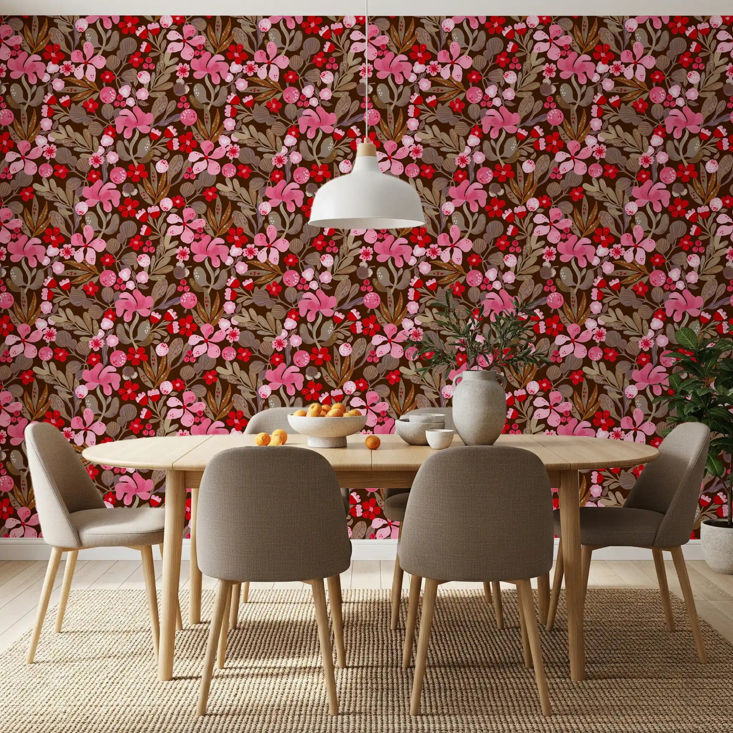 Rustic Crimson Petal Garden Wallpaper⁠