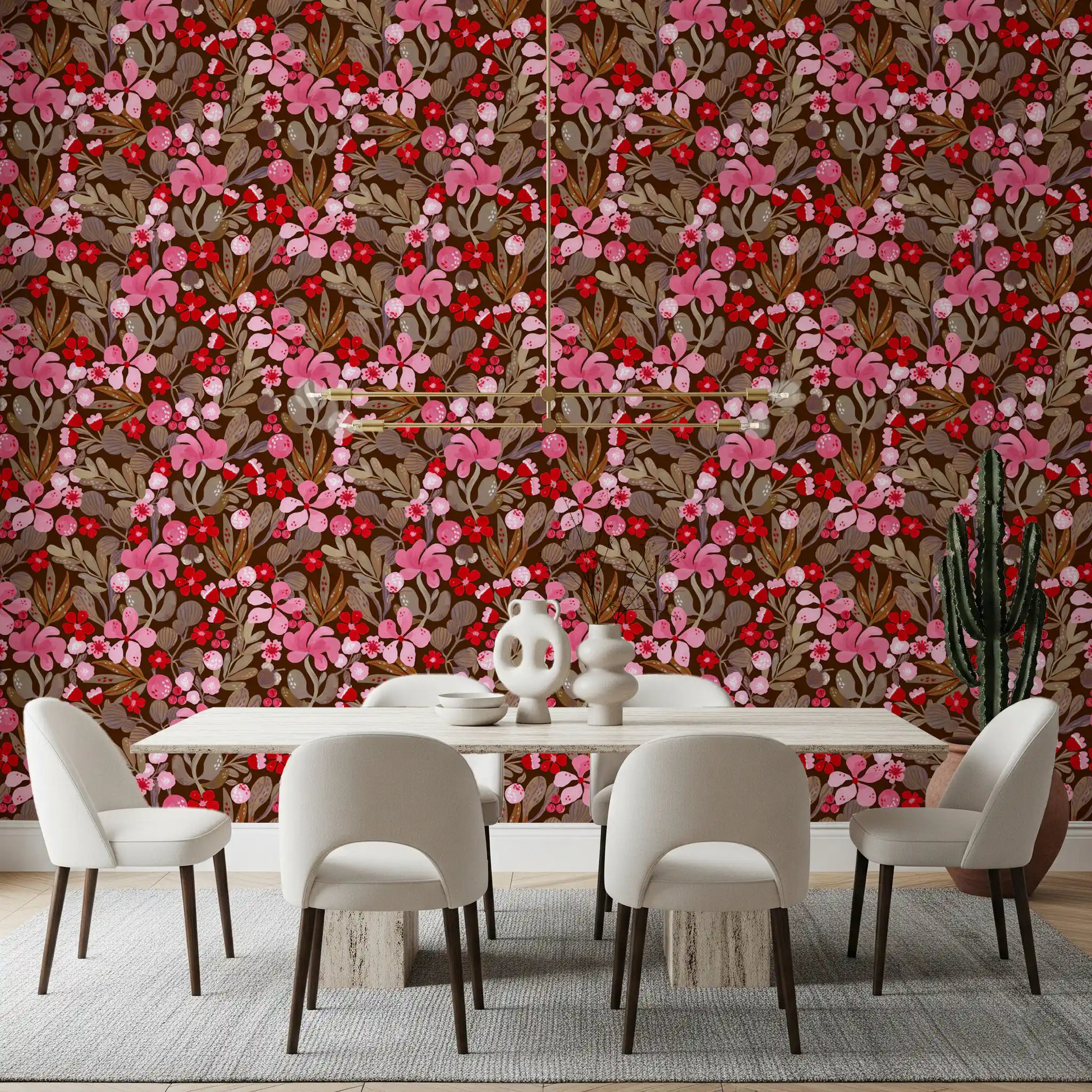 Rustic Crimson Petal Garden Wallpaper⁠