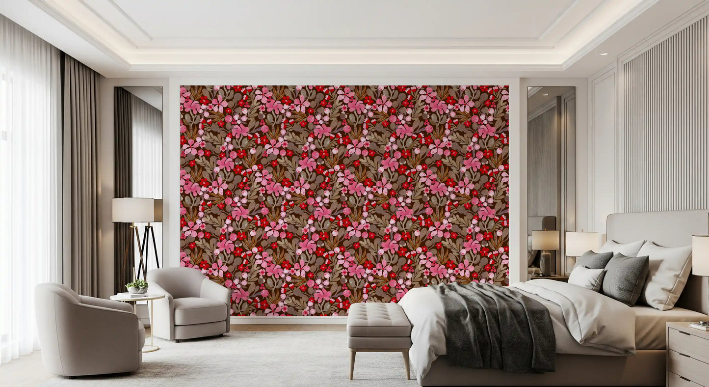 Rustic Crimson Petal Garden Wallpaper⁠