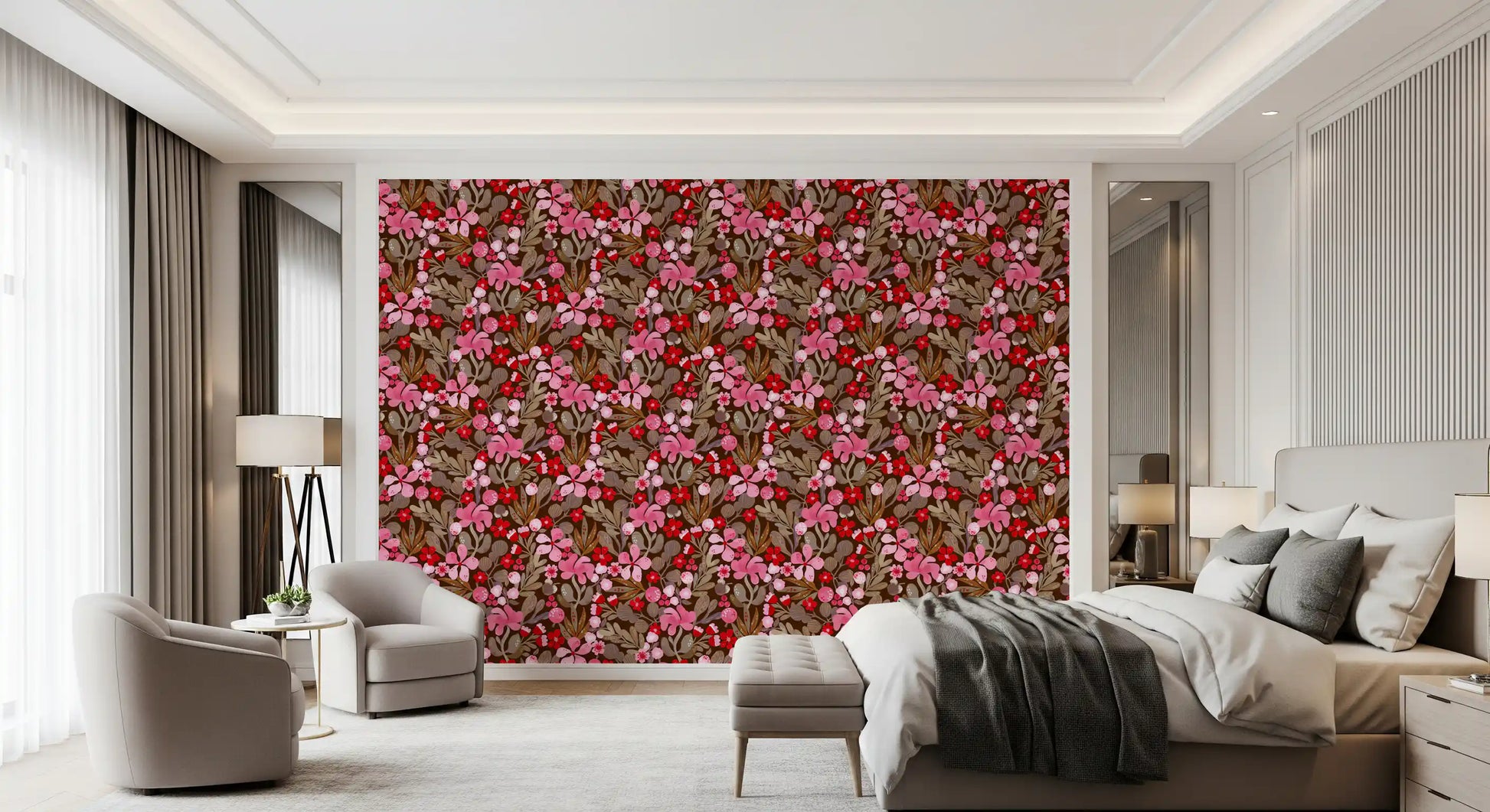 Rustic Crimson Petal Garden Wallpaper⁠
