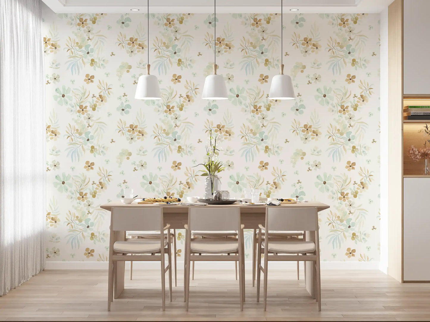 Floating Petals and Foliage Wallpaper⁠