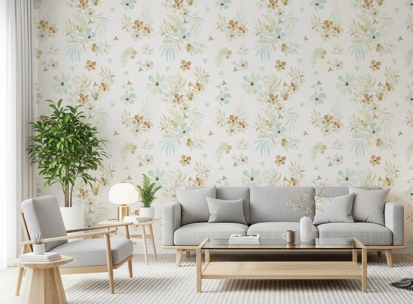 Floating Petals and Foliage Wallpaper⁠