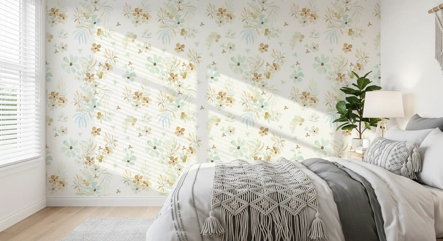 Floating Petals and Foliage Wallpaper⁠