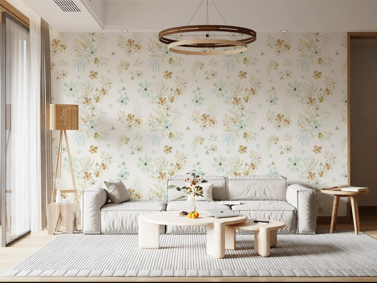 Floating Petals and Foliage Wallpaper⁠